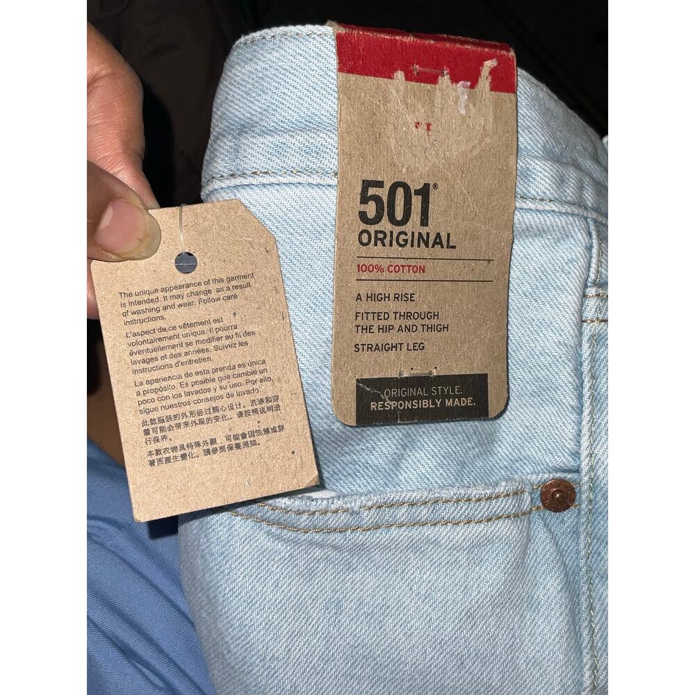 Levi's 501 Original Jeans NWT Plus 22W Light Ice Blue High Rise Button Fly